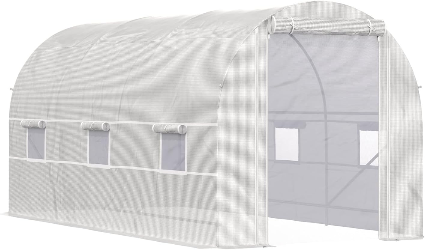15' X 7' X 7' Walk-in Tunnel Greenhouse, Large Garden Hot House Kit