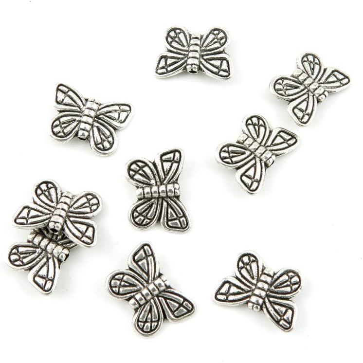 1200 Pieces Antique Silver Tone Jewelry Making Charms Findings Fashion Wholesale Supplies Pendant Lots Bulk Supply D0SB0L Butterfly Loose Beads