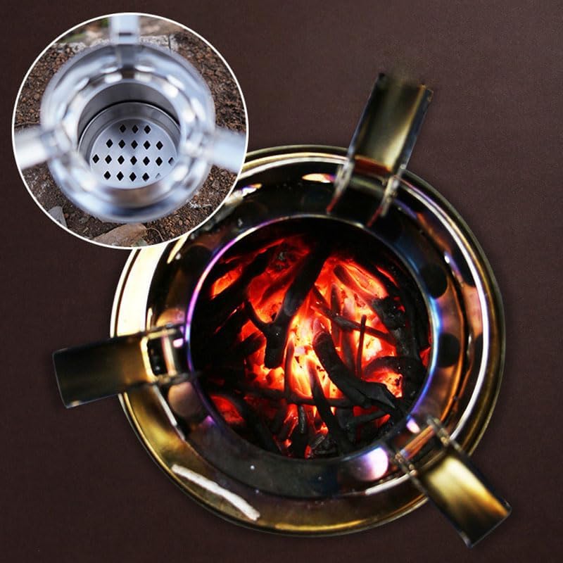 Outdoor Fireplaces Stainless Steel Camping Wood Stove Equipment Portable Fire Heater Outdoor Tourist Burner Charcoal Grill Stovepipe Fire Pits