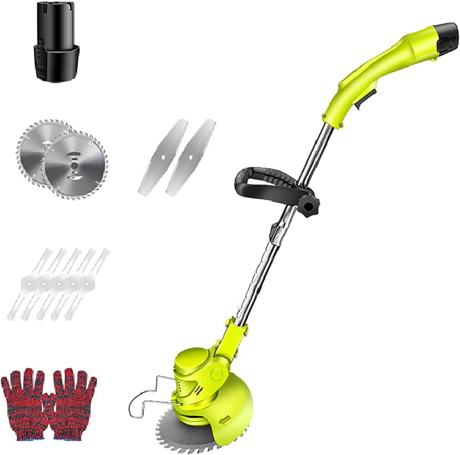 Cordless Lawn Mower, Adjustable Length Rotary Head Lawn Mower Electric 24V Walk-Behind Weeder with 3 Cutting Capabilities Trimmer for Garden Lawn Shru