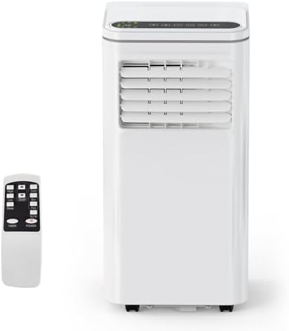 8000 BTUs Portable Air Conditioner,3-IN-1 Quiet AC Unit with Remote Control, Portable Air Conditioner Built-in Dehumidifier, Fan, Auto, Sleep Modes, Exhaust Hose & Window Kit