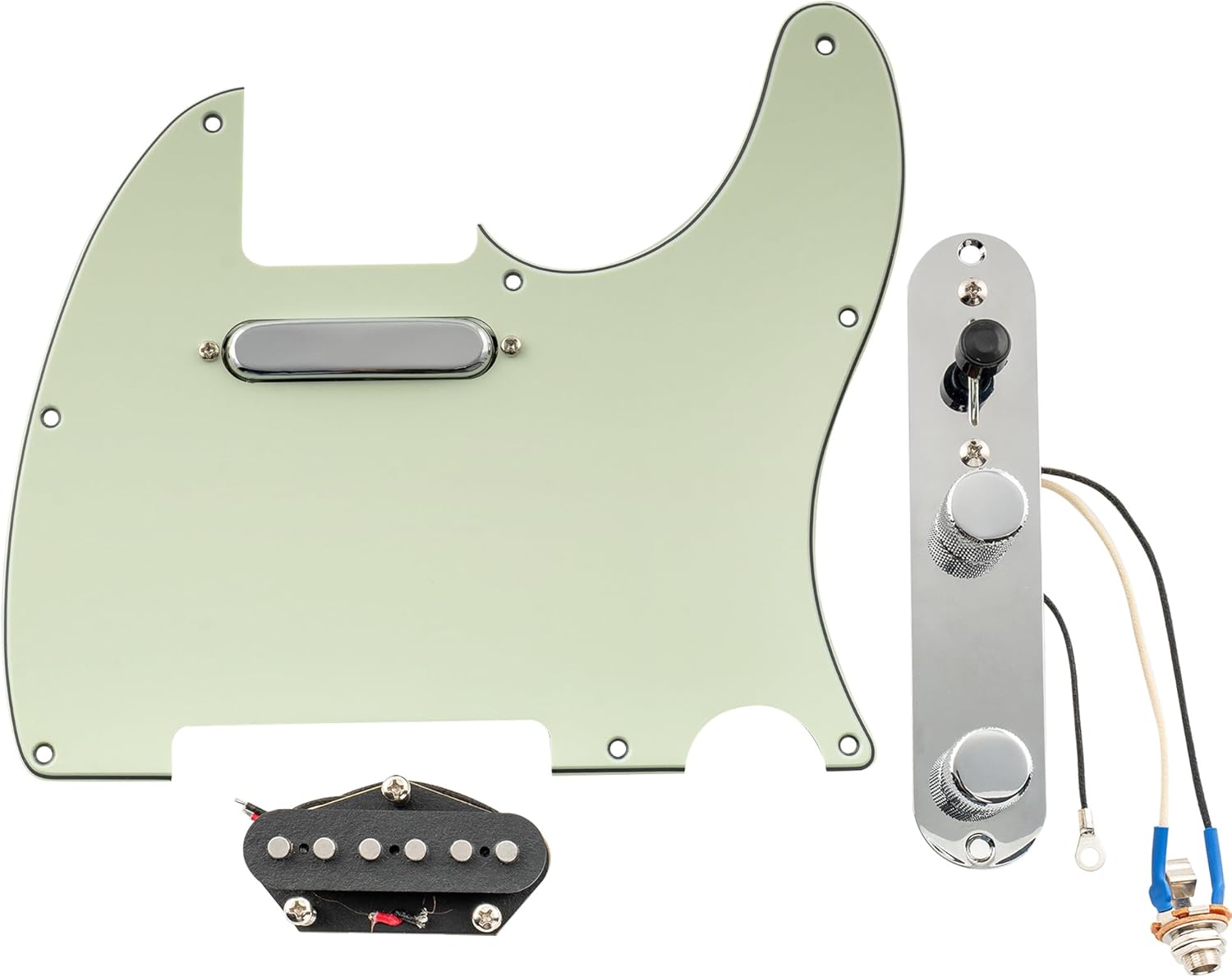 Musiclily Pro Pre-wired Standard Tele Pickguard and Loaded Control Plate with Artec Pickups Alnico 5 Magnet for TL Style Electric Guitar, 3Ply Mint Green