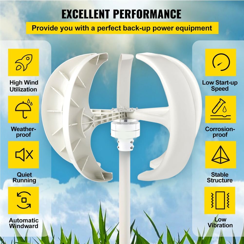 with Inverter 3000W 5 Blades Home Small Vertical Wind Turbine,12V 24V 48V 220V Controller High Efficiency and No Noise Windmill from Homes to Farms, Rvs, Boats