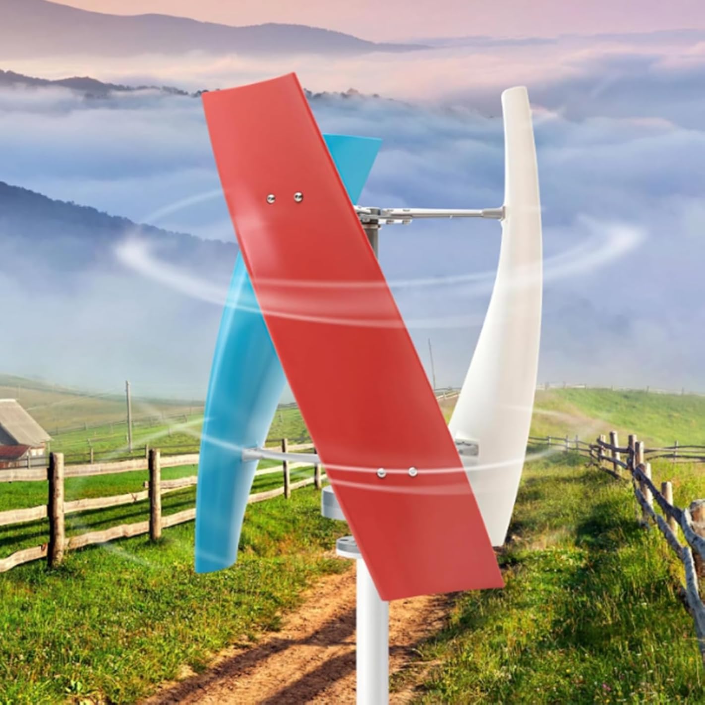 CHRISK Vertical Wind Turbine Generator Kit, 12000W No Noise 3 Blades Portable Solar Generator for Courtyard Outdoor Street