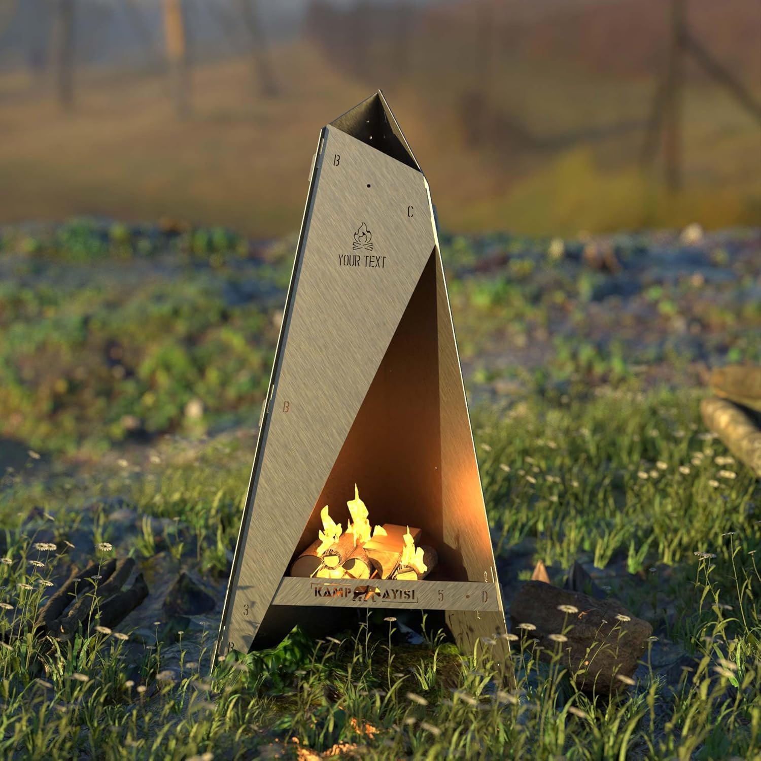 Foldable Outdoor Pyramid Stove and Garden Fireplace | Portable, Durable, 3mm Galvanized Steel Garden Heater and Fire Pit (BlazePeak)
