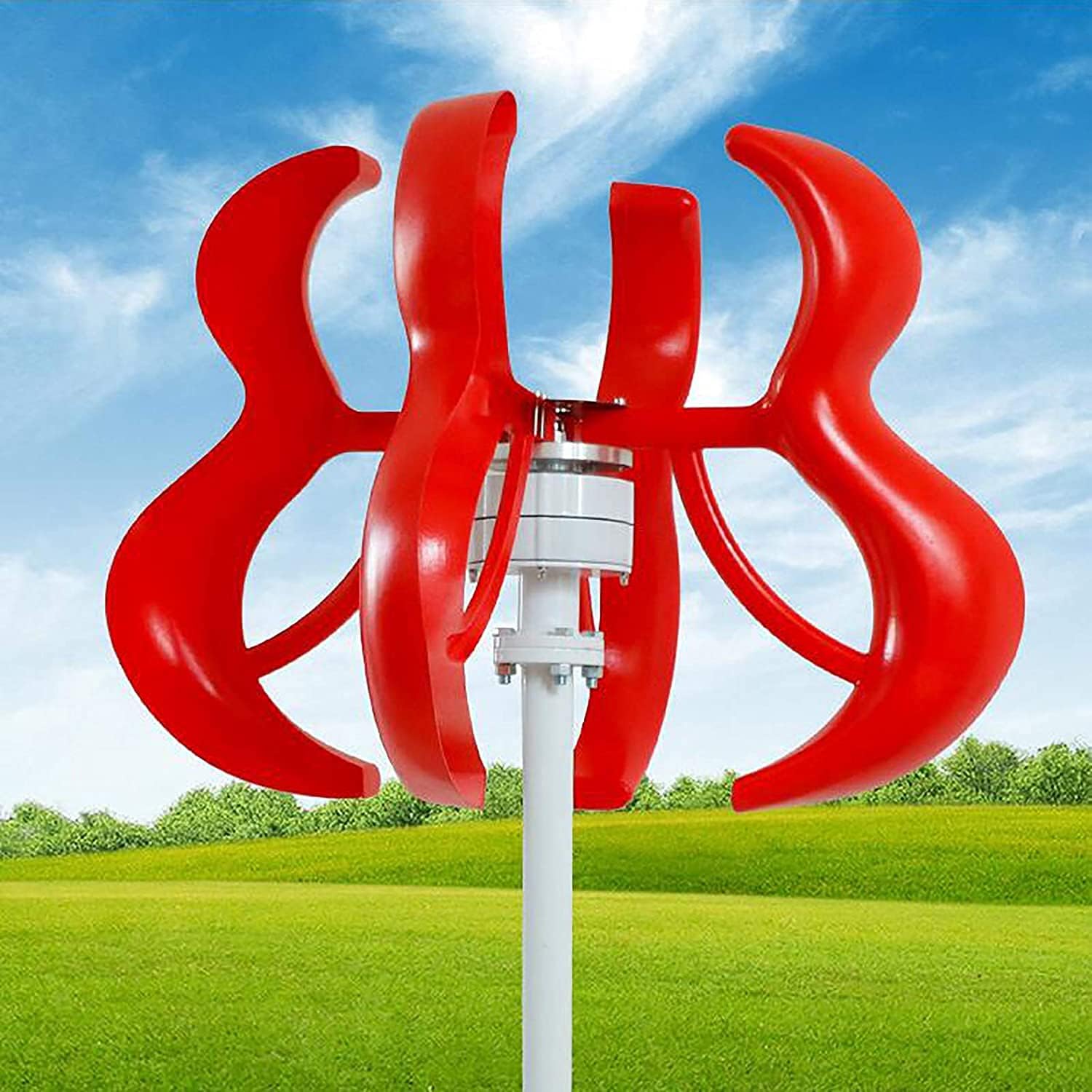 Wind Turbine Generator with Controller,5 Blade Windmill Generator Wind Turbine Businesses Turbine Generator Kit for Home Camping Red 5000W