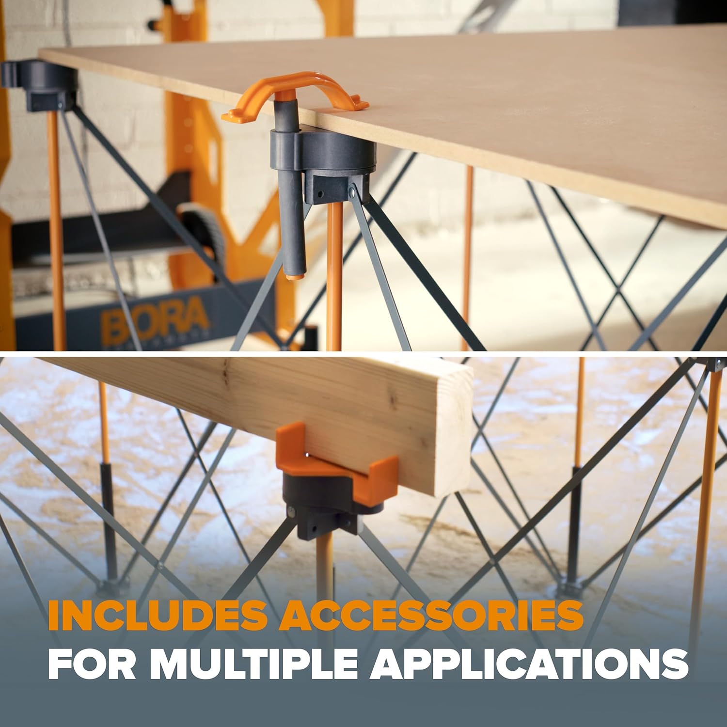 BORA Centipede Workstand CK625 30In X 24In X 48In Steel Centipede Work Support Sawhorse With Bonus Accessories