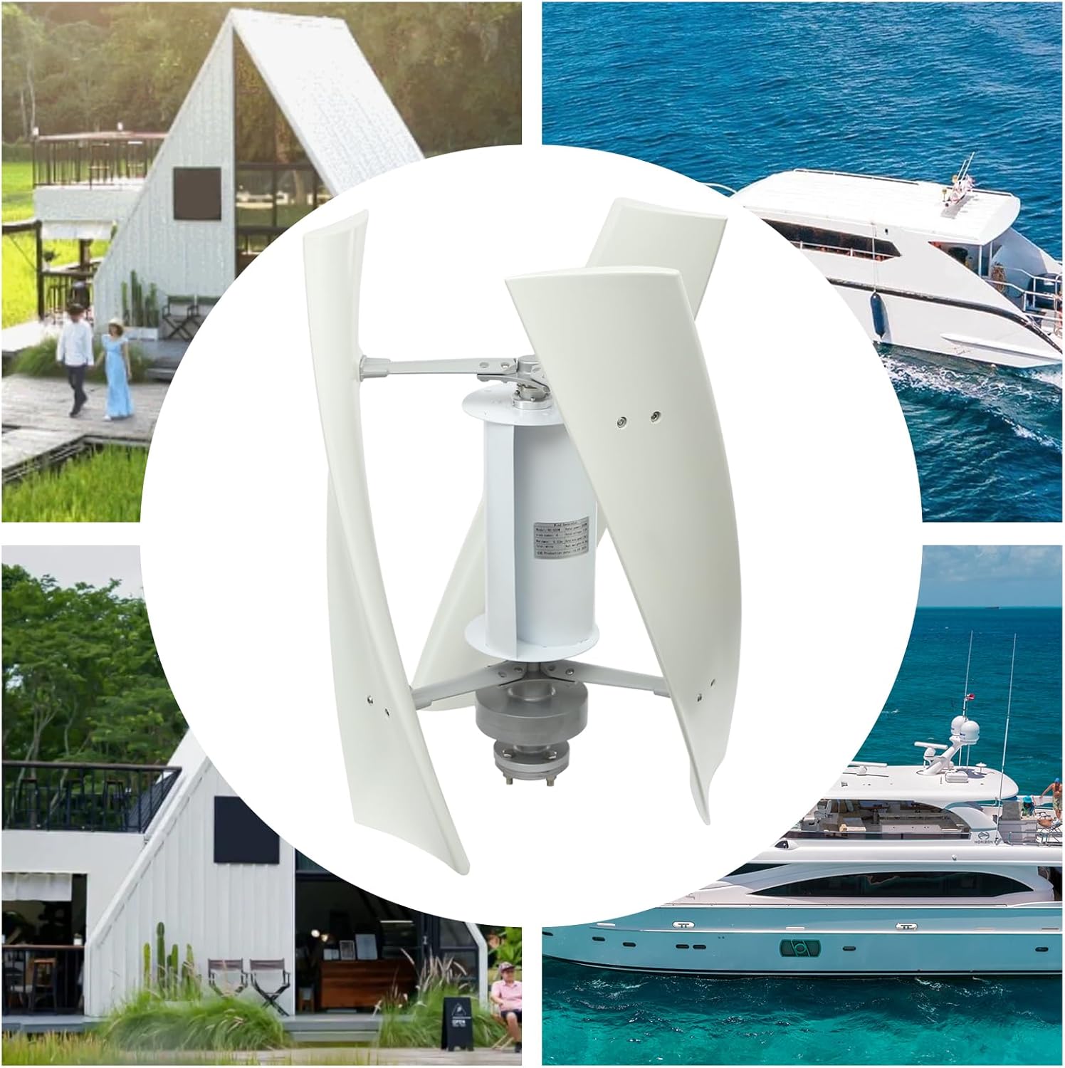 100W Vertical Wind Generator, 12V Output Wind Turbine with Controller, Aerodynamic Design, 3 Blades, Auto Windward Adjustment, Ideal for Boats, Gazebos and Mobile Homes (12V)