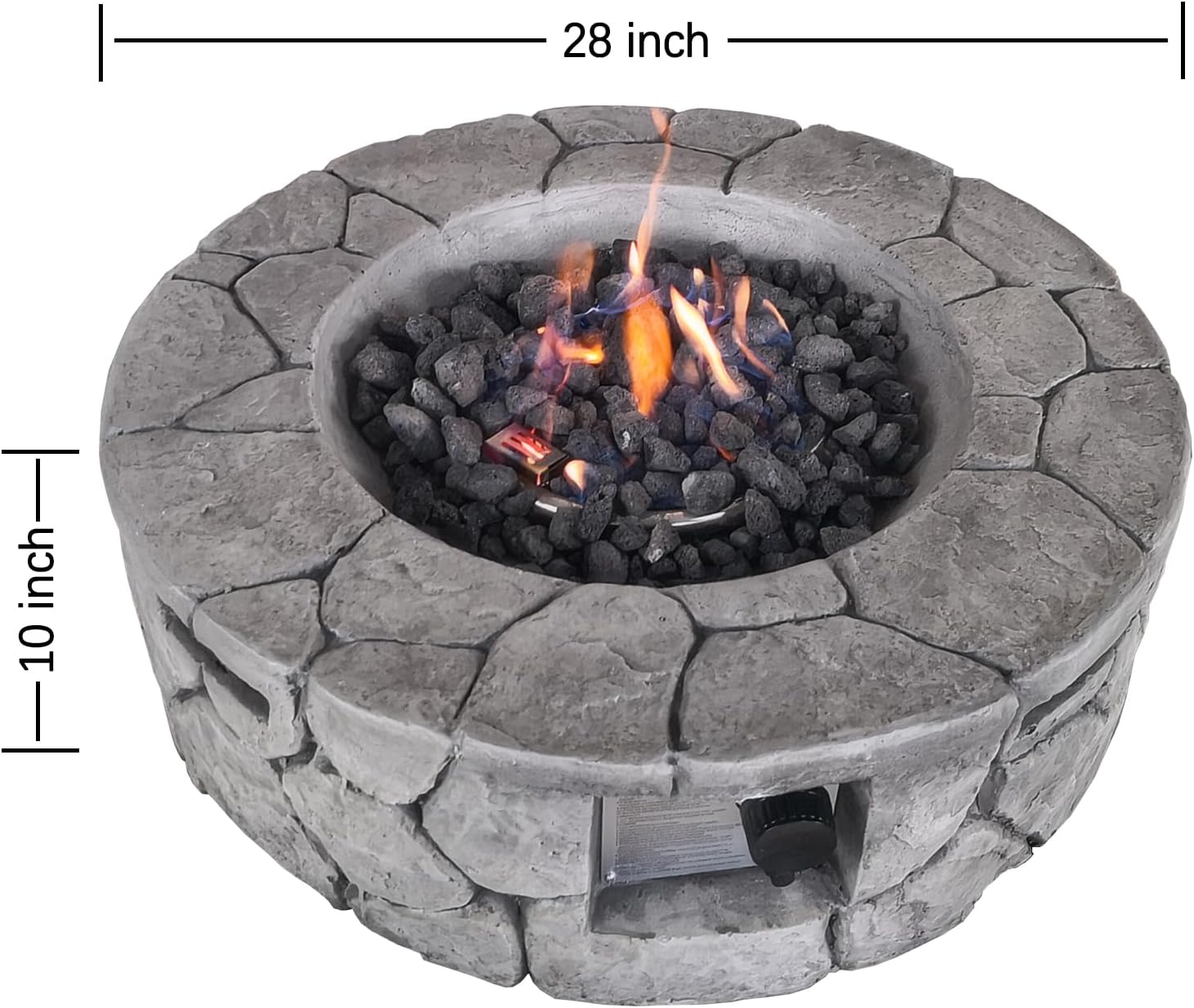 Living Source International Concrete Propane/Natural Gas Fire Pit Table Fireplace Home Furniture [CM-1008 ](Stone Gray, Size :- 28'' H x 28'' W x 9'' D)