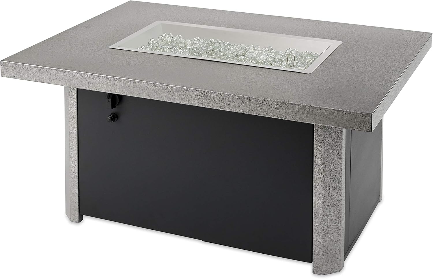 Outdoor GreatRoom Co Propane Fire Pit Table - Caden Gas Fire Pits for Outside Patio - 44 Inch Rectangular Galvanized Steel Firepit Fire Table with Clear Gems, 55,000 BTU