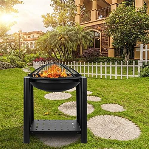 Fire Pit, 22'' Fire Pits Outdoor Wood Burning Steel BBQ Grill Firepit Bowl for Camping Picnic Bonfire Patio Backyard Garden Beaches Park