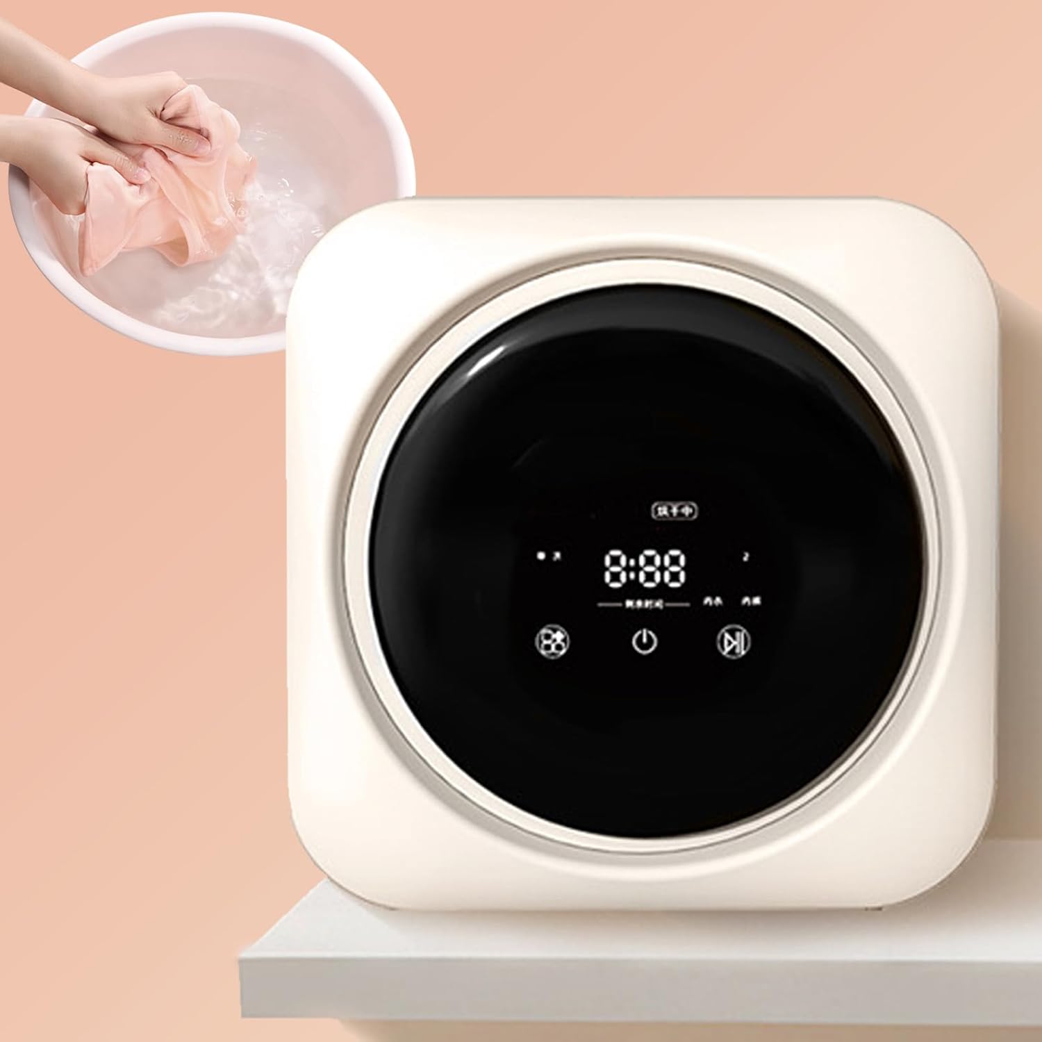 Compact Portable Washing Machine, Single/double Drum, Wall-mounted & Desktop, 3.5l Stainless Steel Tub, Smart Touch, Fully Automatic Washer Dryer For Dorm, Apartment, Rv, Travel A Desktop