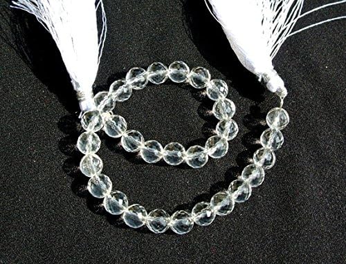 13 inch natural beads strand of 7mm faceted round crystal quartz gemstone beads for DIY jewelry - necklace, bracelet, earring, ring.