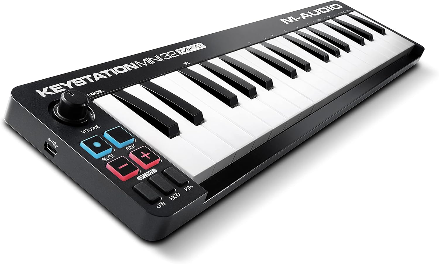 M-Audio Keystation Mini 32 MK3 USB MIDI Keyboard Controller Bundle with 32 Velocity Sensitive Mini Keys, Samson MD5 Desktop Microphone Stand, and MPC Beats Software