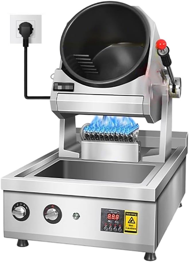 Non-Stick Automatic Cooking Machine, Household Countertop Gas-Powered Stir-Fry Machine, Stainless Steel Drum Stir-Fry Machine, with 4 Timers, Large Capacity Food Processor,36cm Wok