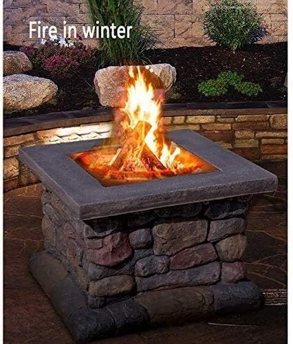 Outdoor Fire Pit Fire Pit Tables for Outside Patio, Wood Burning Fire Pit, with BBQ Grill Shelf, Steel Frame, for Outdoor Camping