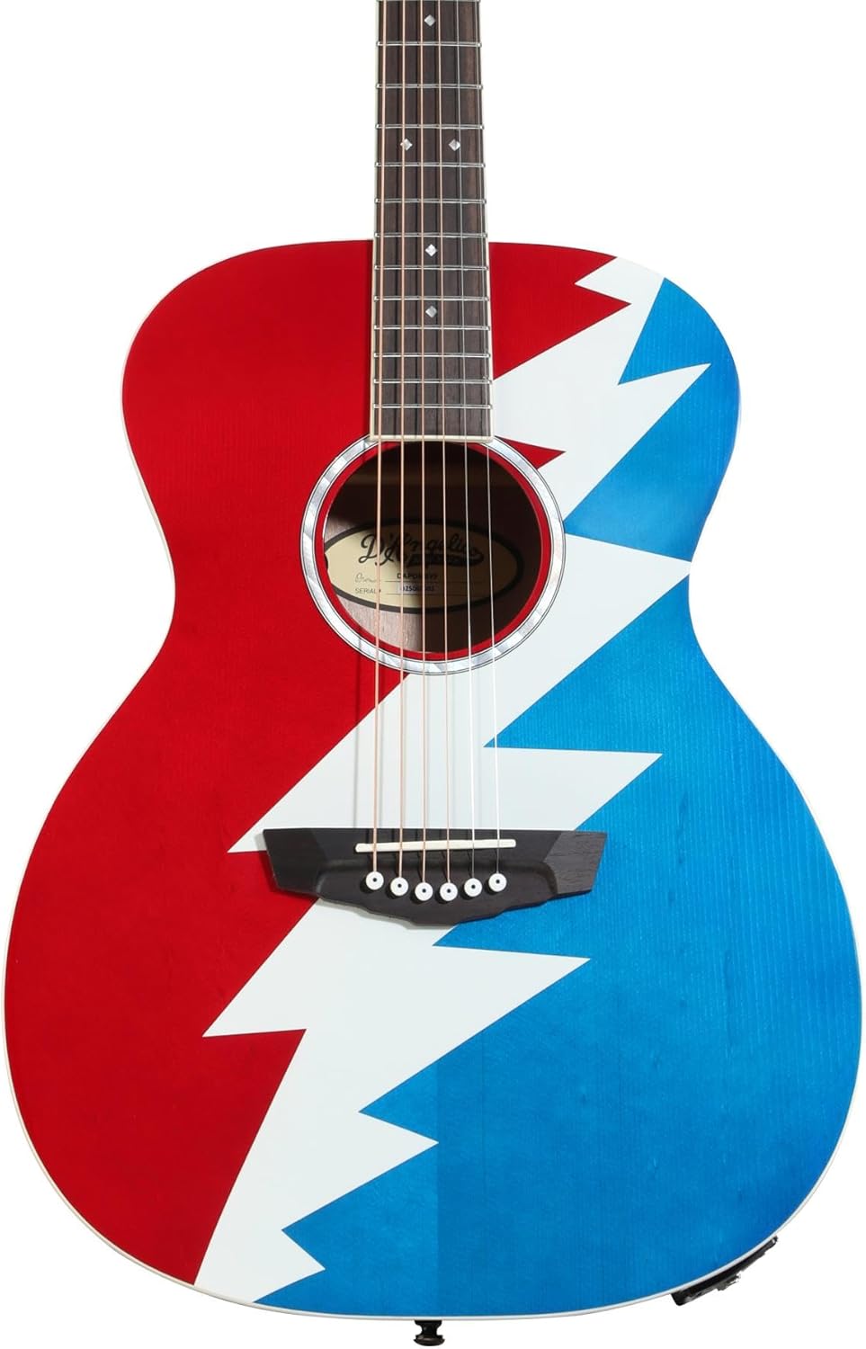 D'Angelico Premier Grateful Dead Tammany OM Acoustic-electric Guitar - Red, White, and Blue Lightning Bolt