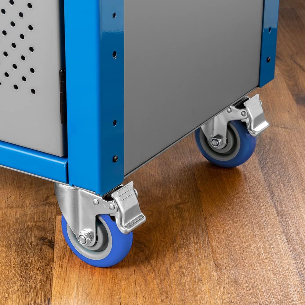 Steel Router Table Cabinet w/Router Dust Collection Box, Swivel Casters, Dual Dust Port & More - Steel Cabinet Holds Router Accessories, Bits, & More - Woodworking Tool Storage