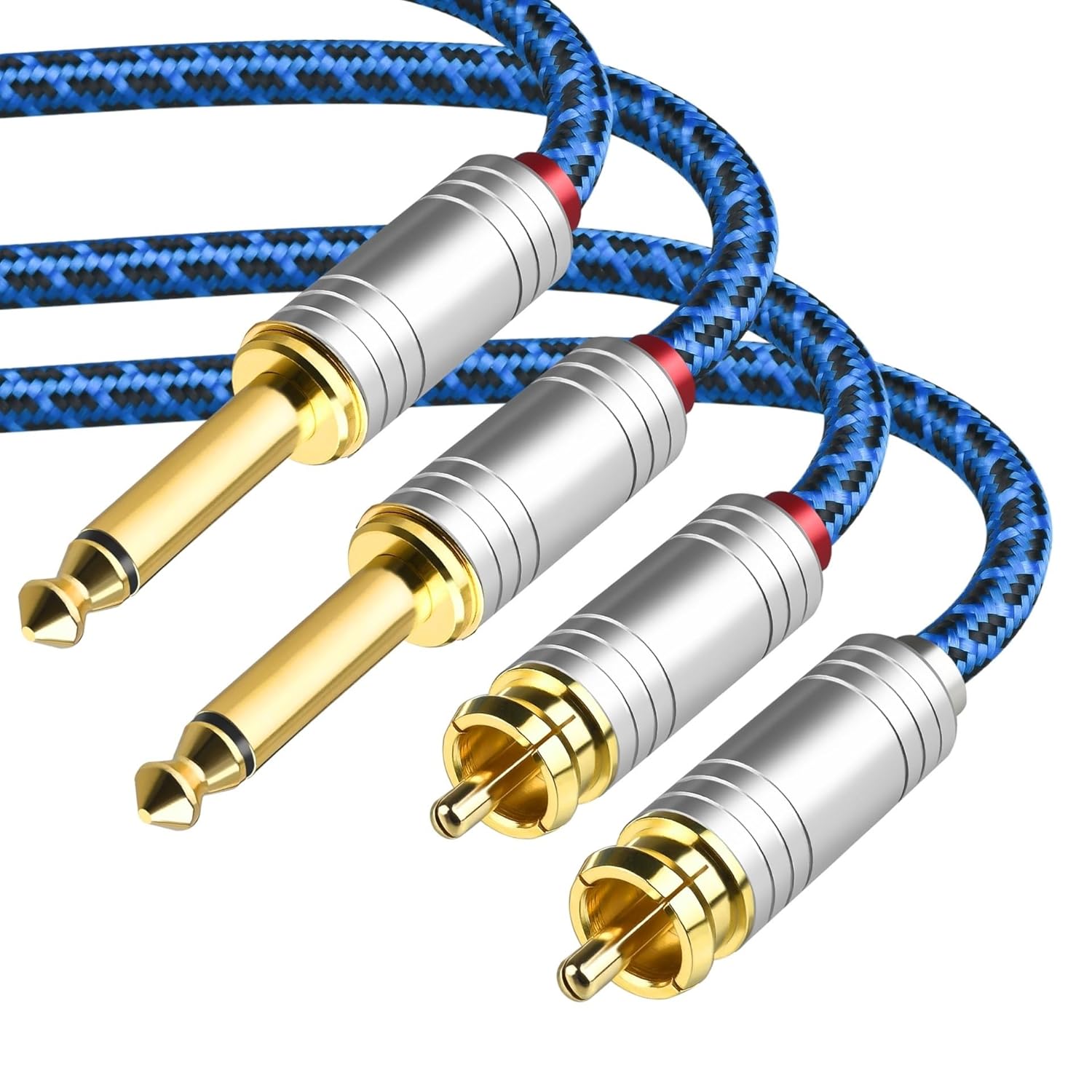 Pro Audio Cable Cable 3.5 to Dual 6.5 Amplifier One-to-Two Large Two-core 6.35mm Blue(2 Meters)