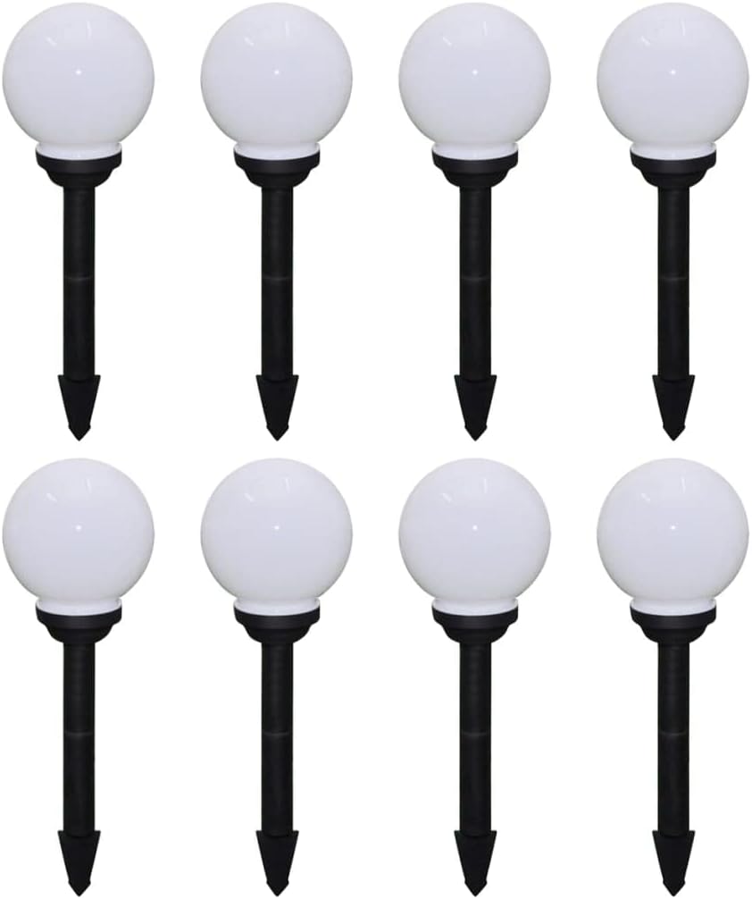 vidaXL 8X Outdoor Pathway Lamps LED with Ground Spike Lighting Lamp Garden Backyard Light Fitting Solar Ground Spot Path LED Ball Light 5.9