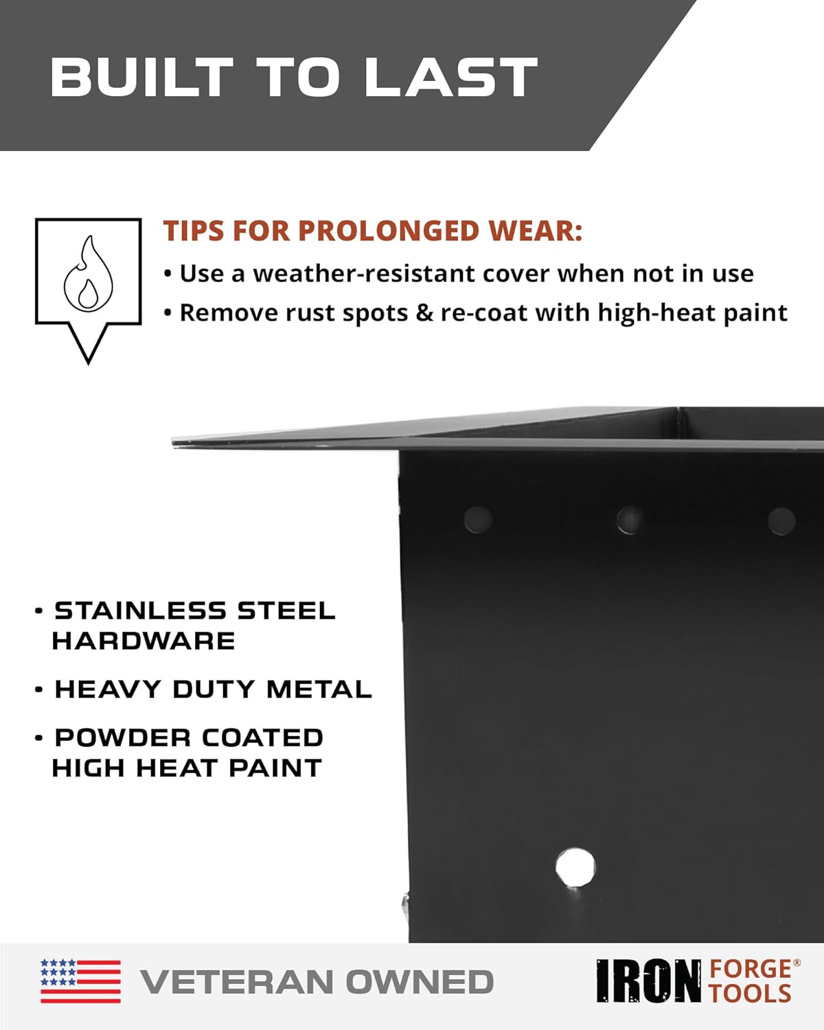 Iron Forge Tools Square Fire Pit Ring 36 Inch Outer/30 Inch Inner - Outdoor Heavy Duty Metal Smokeless Fire Ring Insert Liner - Patent Pending (36x30x10)