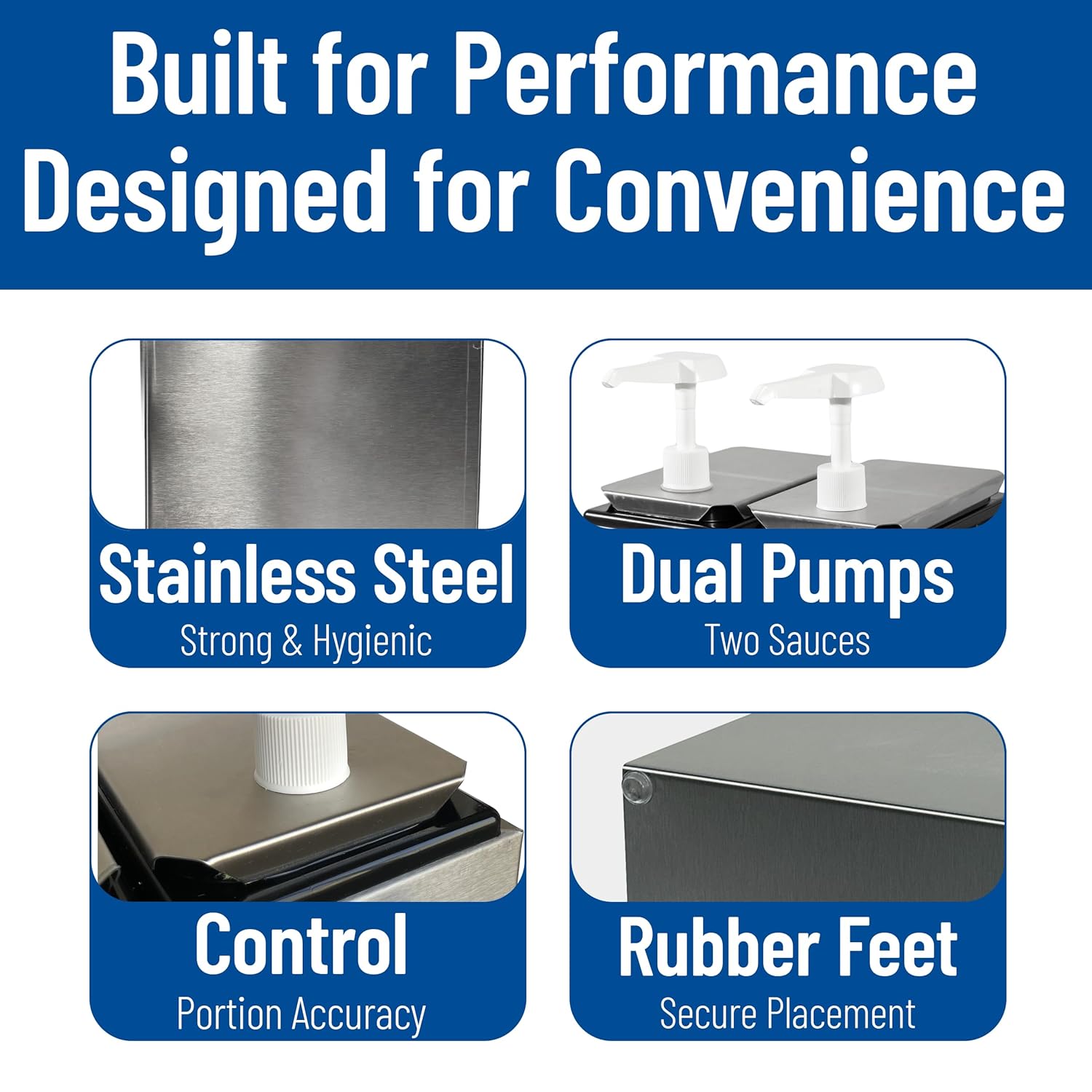 Carlisle FoodService Products Condiment Rail Condiment Center with 2 Standard Pumps for Gas Stations, Restaurants, And Fast Food, Stainless Steel, 9.63 x 7.75 x 10.75 Inches, Silver