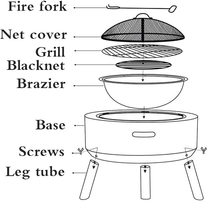Outdoor Fire Pit Barbecue Grill,Fire Pit with BBQ Grill Shelf, Geo Fire Pit Bowl with Triangle Bracket Material Outdoor Garden Fire Grill Barbecue Rack
