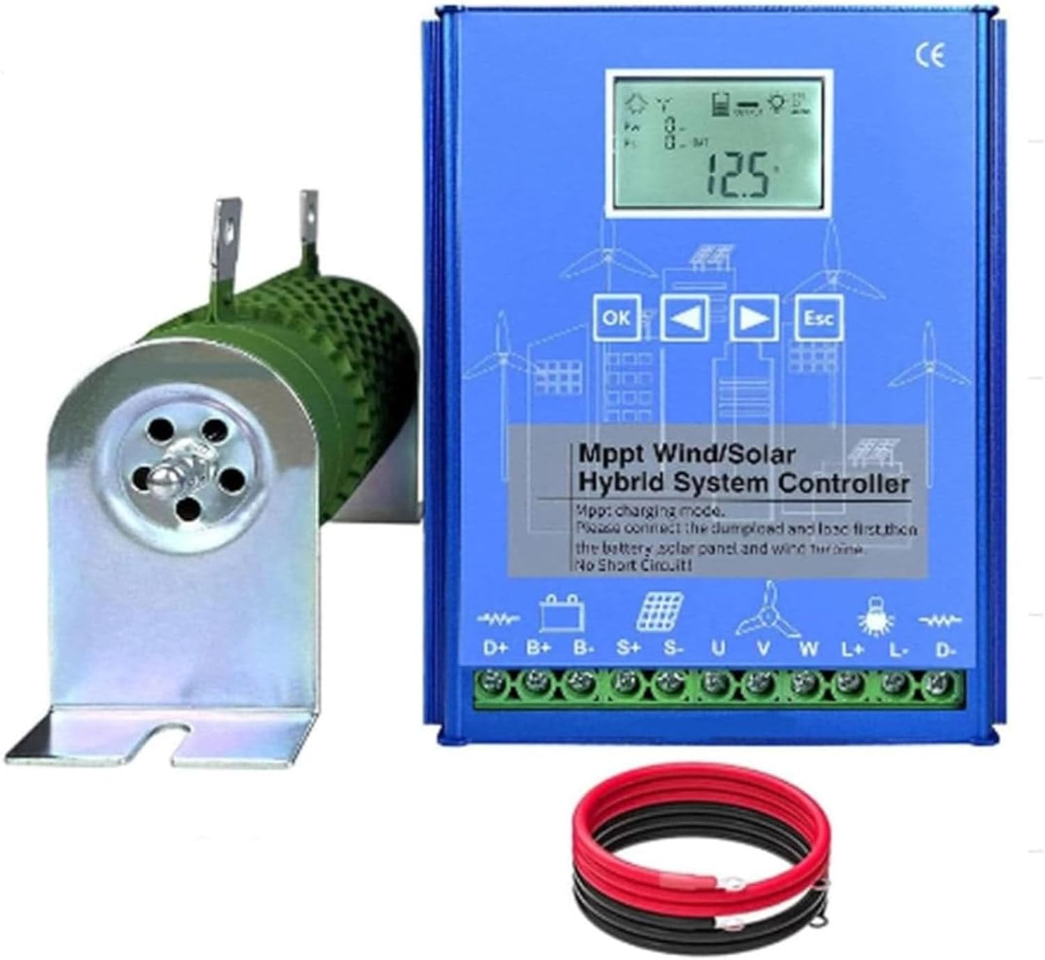 24v, 5000W Hybrid Wind Solar Controller with Unloader Auto 12V 24V 48V 220V MPPT Battery Charge Boost Controllerfor Wind Turbine Generator Home Street Light Controller