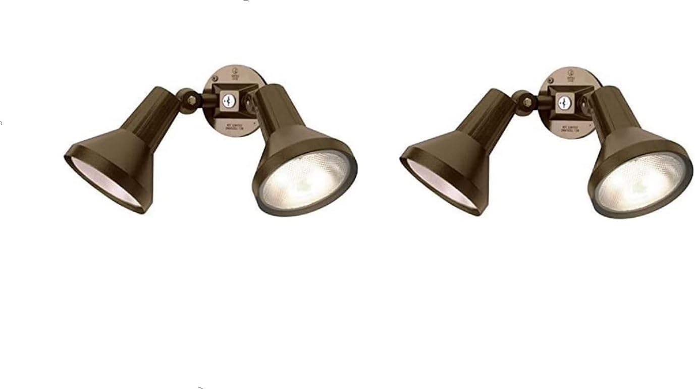 Two Light Bronze Outdoor Flood Light Security Fixture - Heavy Duty Cast Aluminum Durable Weather Proof Par38 Flood Light 2 Pack