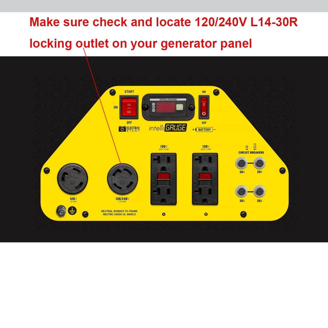 30 Amp Generator to House Hook-up Kit for Square D Homeline 150/200/225 Amp Load Center, Including Generator Cord,Power Inlet Box,Panel Interlock Kit and Circuit Breaker (25 Ft Gen Cord)