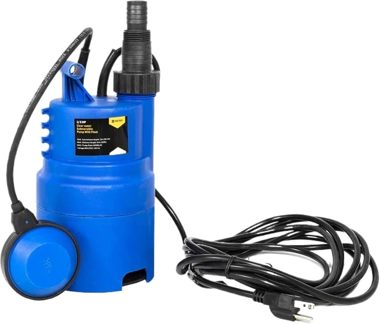 Submersible Drain Pump and 20' Water Hose, Sump Pump Kit for Pools, Hot Tubs, Water Tanks, Ponds, and More (1,580 GPH)
