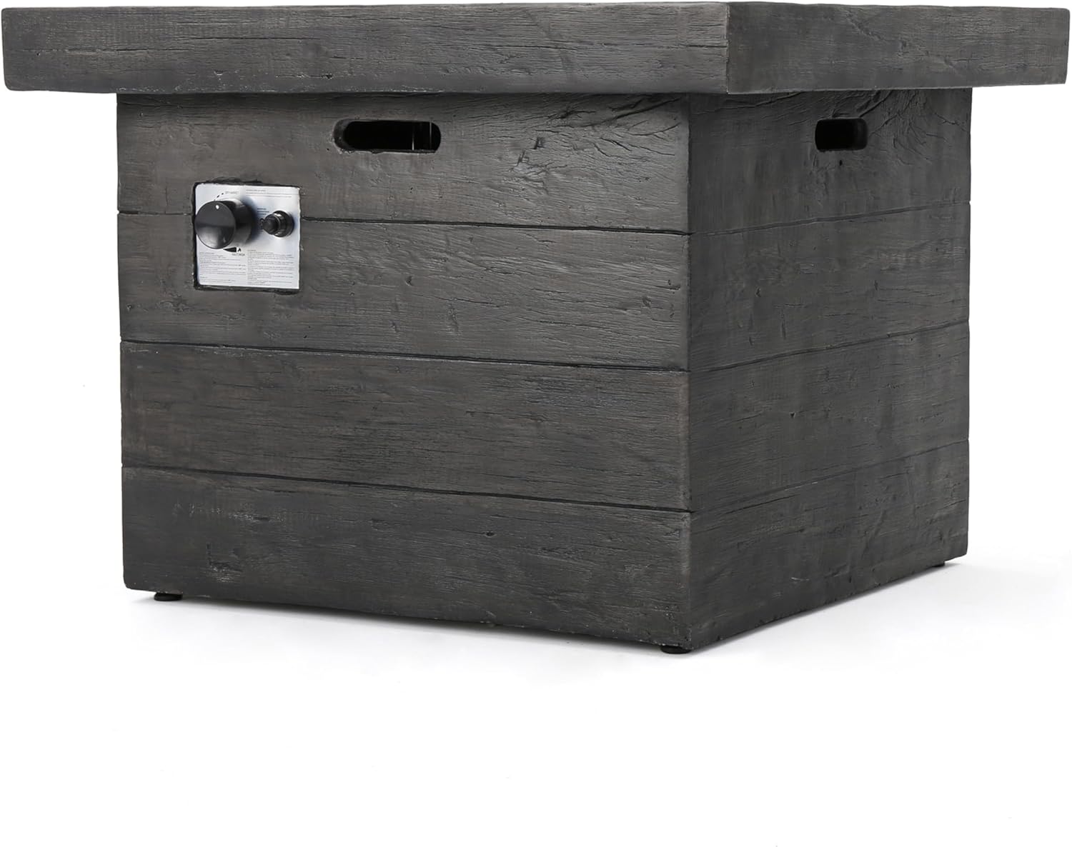 32 Inch Square Propane Fire Pit Table, 40,000 BTU Outdoor MGO Fire Pit in Grey, Wood Pattern Design for Patio Backyard Garden, Gas Fire Pits for Outside Use, Only Table (Not Included Cover & Propane)