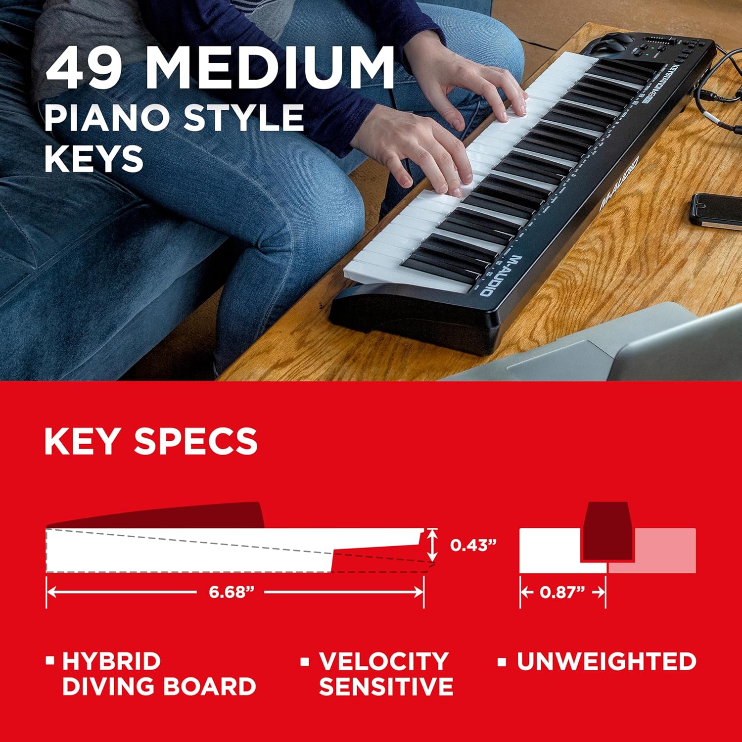 M-AUDIO Keystation 49 MK3 - Synth Action 49 Key USB MIDI Keyboard Controller with Assignable Controls, Pitch and Mod Wheels, and Software Included