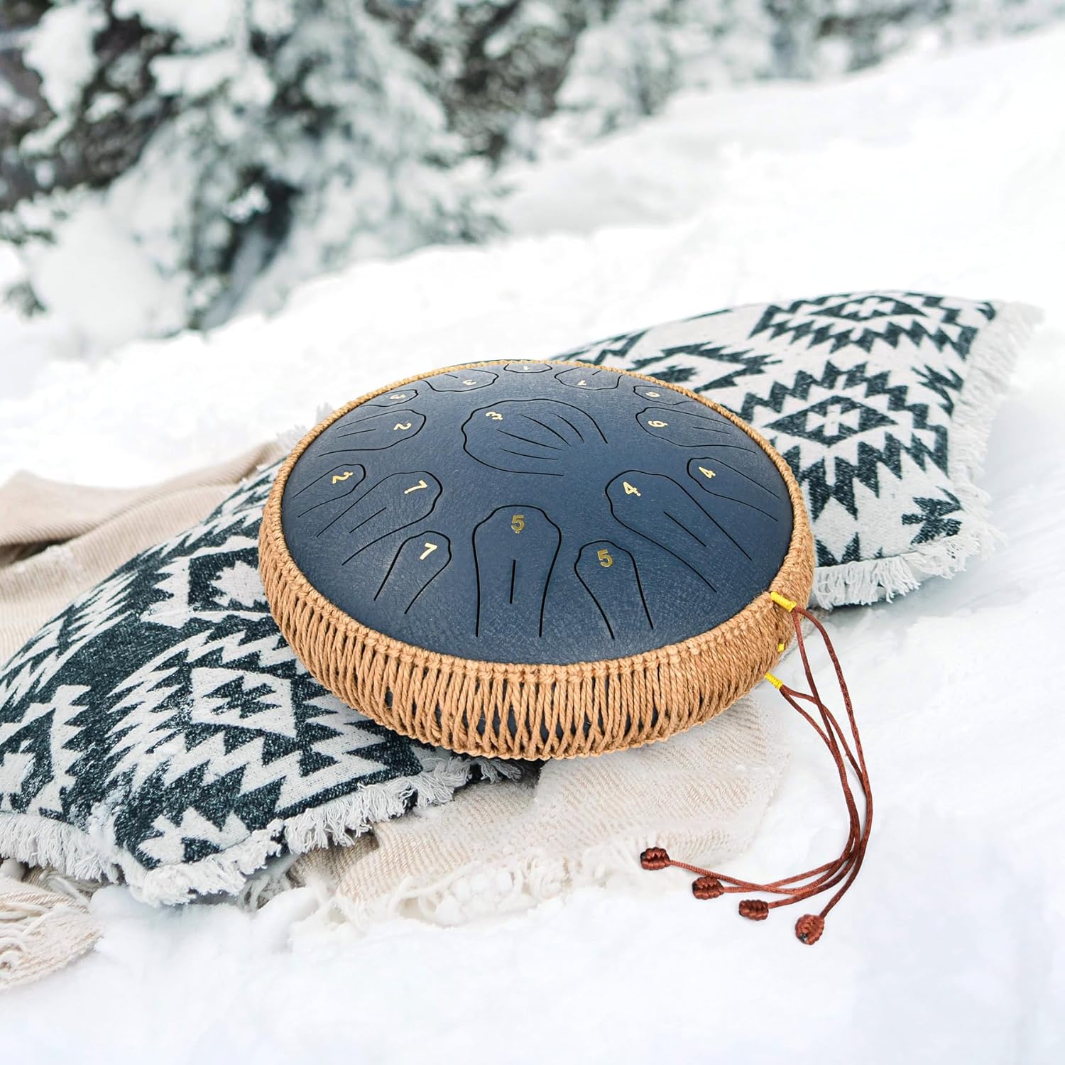 Steel Tongue Drum - 13 Inch 15 Note Tongue Drum, Handpan Musical Instrument for Adults Kids, Steel Drum with Music Book, Steel Drums Instruments with Mallet and Carry Bag, C Major (Navy Blue)