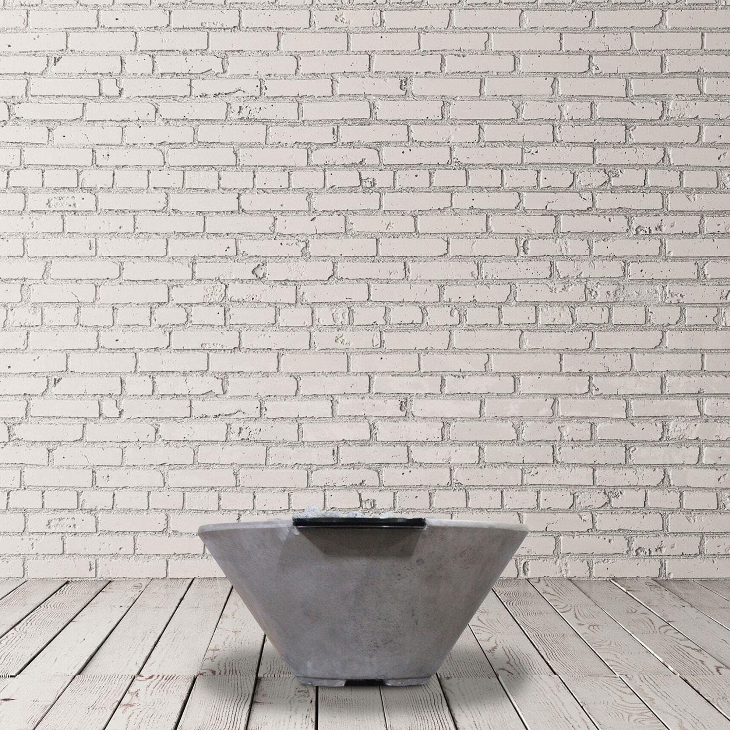Lakeview Outdoor Designs Scape Key 32 1/2 Inch Square GFRC Concrete Natural Gas Fire & Water Bowl in Natural Concrete