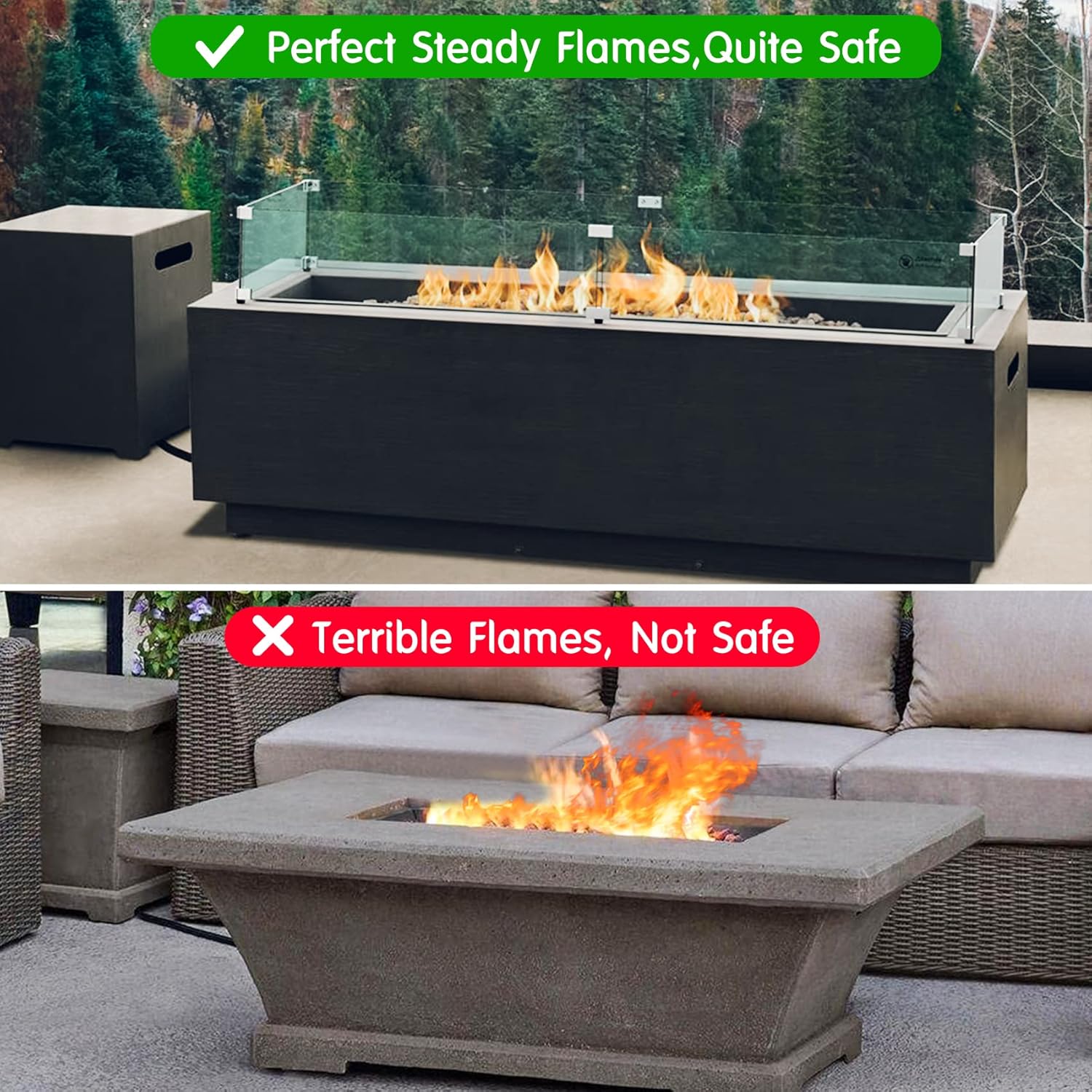 Skyflame Fire Pit Table Glass Wind Guard - 54