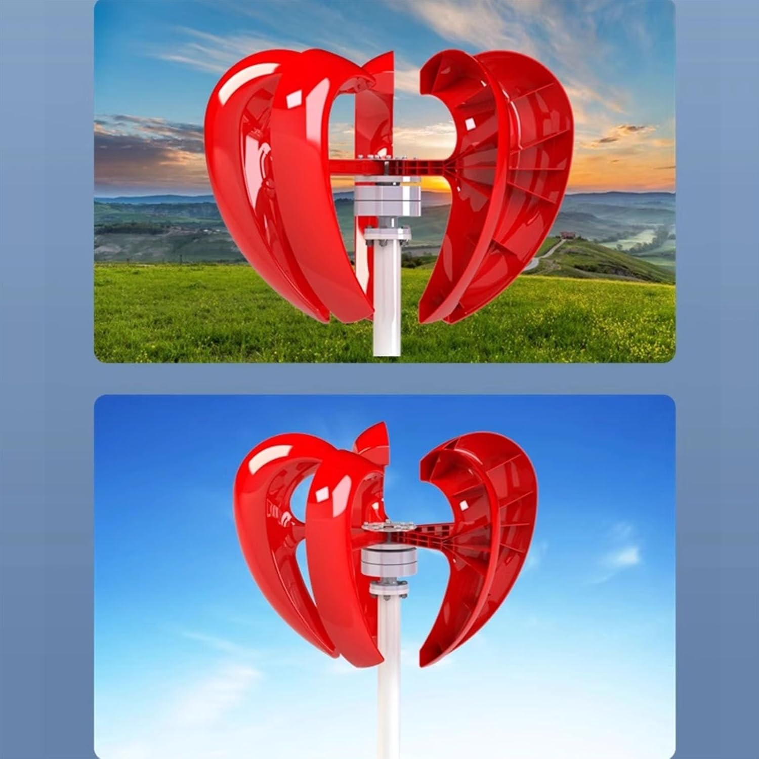 1KW Vertical Axis Wind Turbine 12v/24v/48v Permanent Magnet Synchronous Wind Turbine with Controller Household Wind and Solar Hybrid Power Generation System (Color : 48V)
