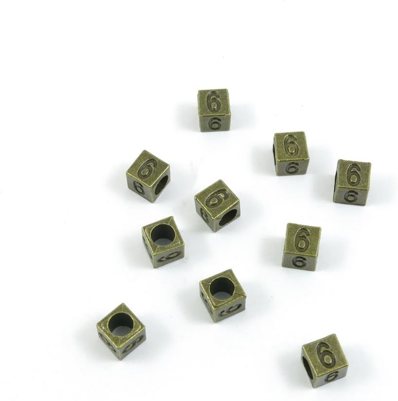 1630 Pieces Jewelry Making Charms Findings Antique Bronze Brass Fashion Jewellery Wholesale Supplies Pendant Lots Bulk Supply Z7YV3 Cube Number Numeral 6 Loose Beads
