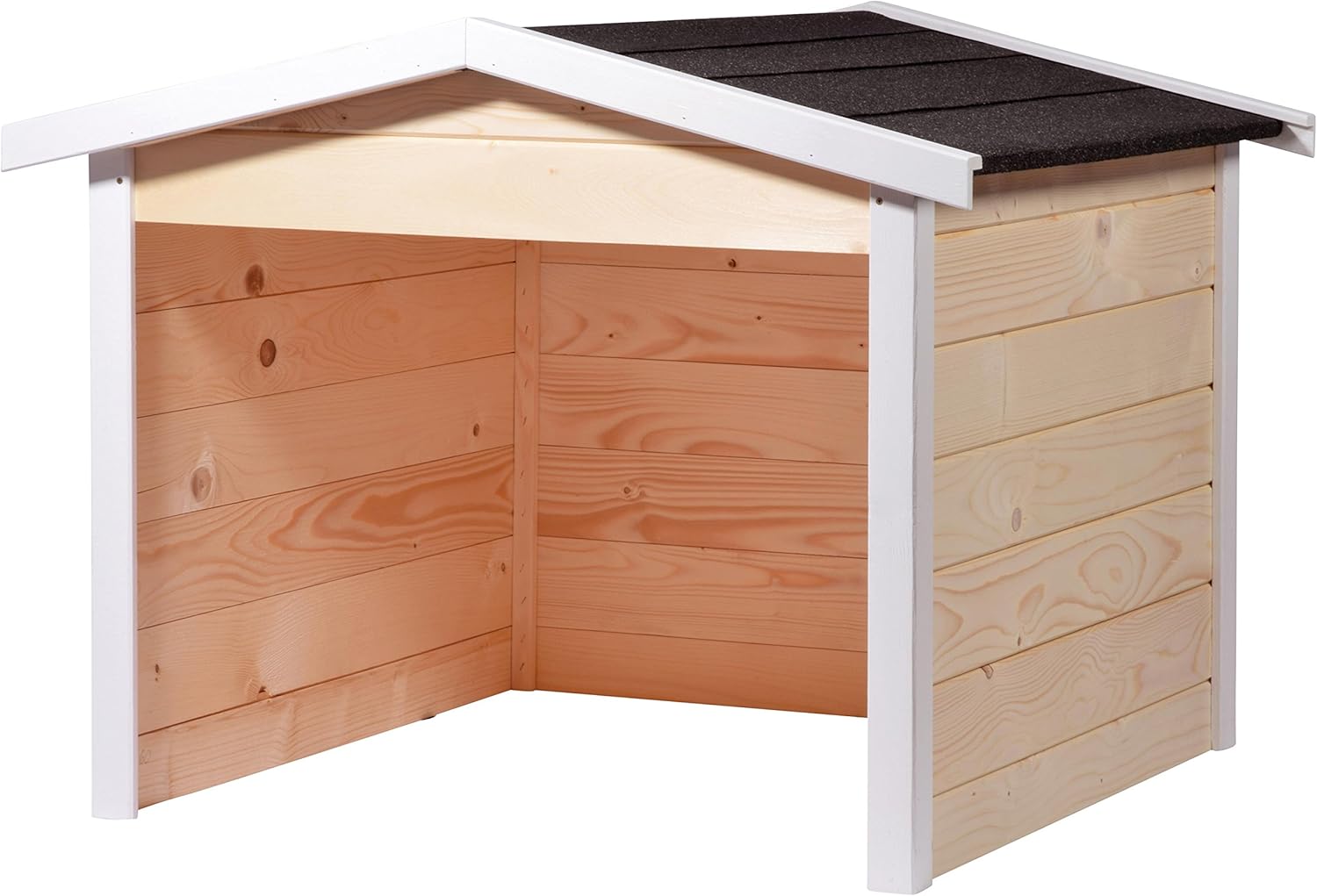 56198e Robotic Lawnmower Garage Made of Wood, Lawn Robot Carport, 87 x 80 x 70 cm, Natural White/Anthracite, Beige/Natural/White/Anthracite