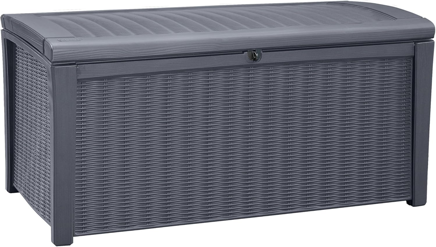 Keter Outdoor Storage Deck Box for Patio, Backyard & Garden, Borneo, 110 Gal, Grey - Lockable, Organizing, and Waterproof Plastic Container Bench