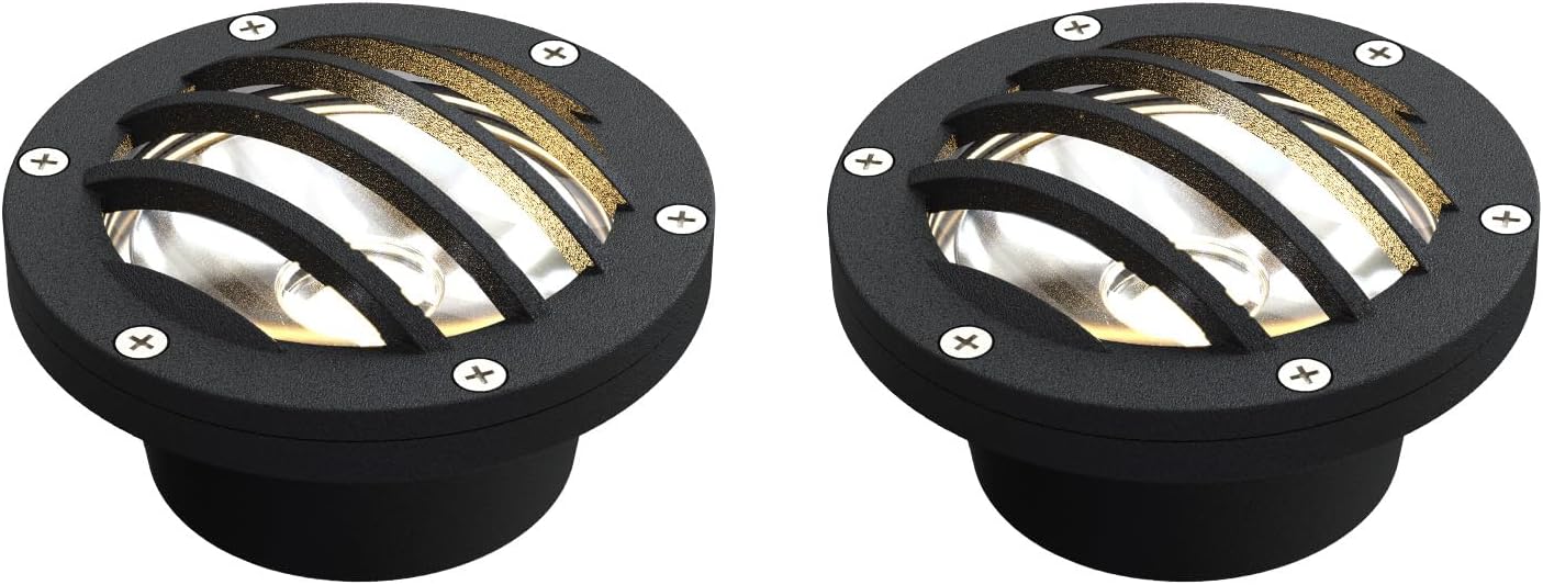 Low Voltage In Ground Lights 2PK 4W LED Well Lights 12V AC Outdoor Landscape Lighting Black Finish Tree Light Up Light 200 Lumens 2800K with Connector for Wall Garden