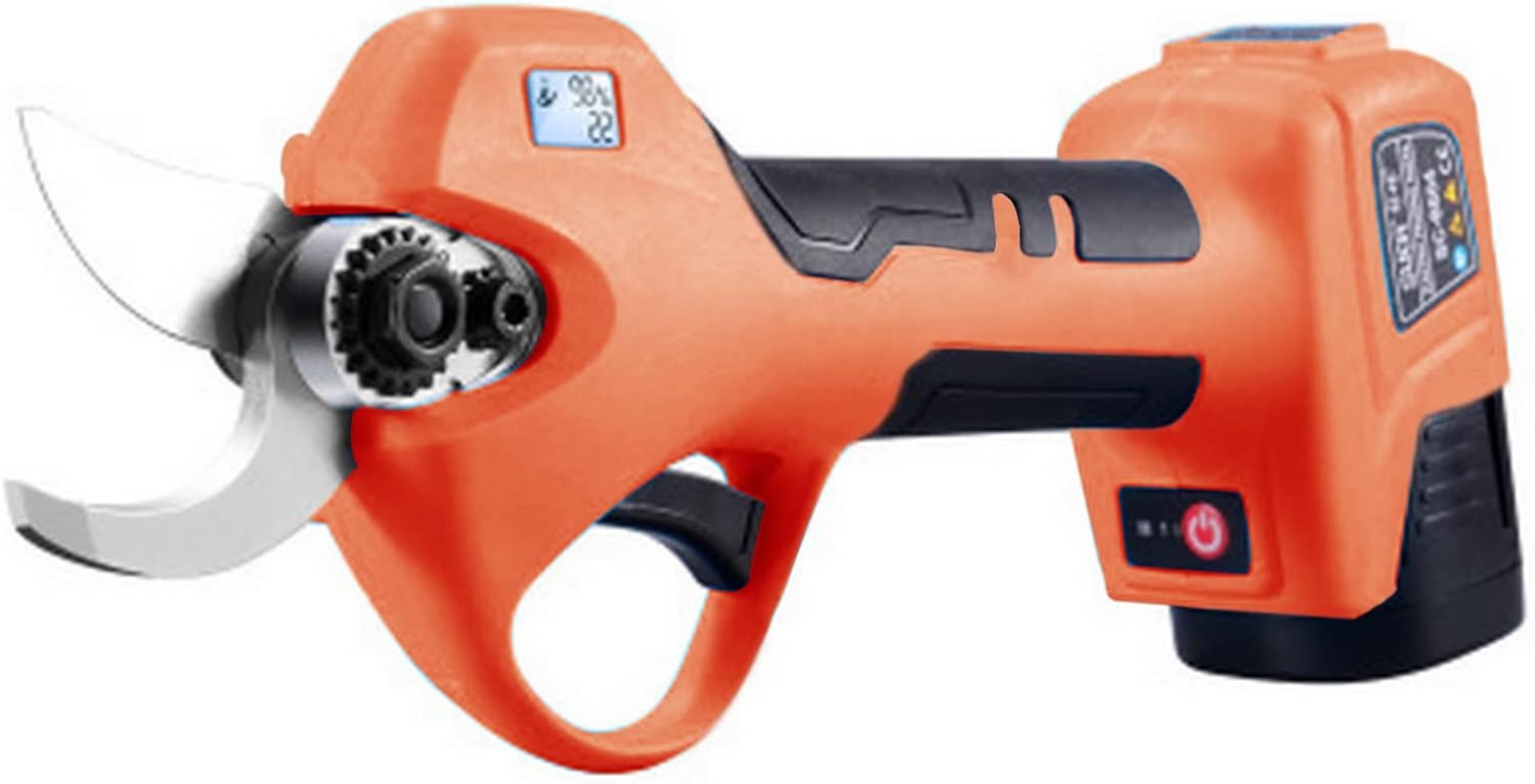 LCD Digital Electric Pruning Shears Fruit Tree Branch Pruner Cordless Garden Secateurs with 2 Rechargeable Battery Professional Power Scissors