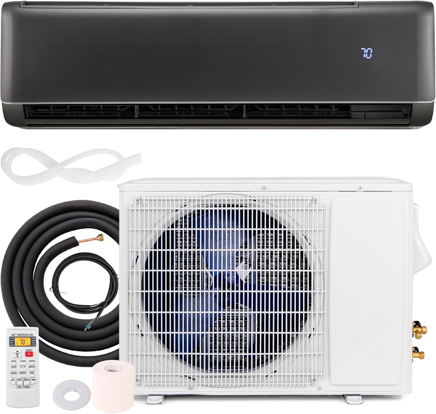 KOTEK 18000 BTU Mini Split AC/Heating System, 21 SEER2 Split-System Air Conditioner & Heater with Inverter Compressor, Cools Rooms up to 1250 Sq.Ft, 208-230V, Wall Mounted Installation Kit Included