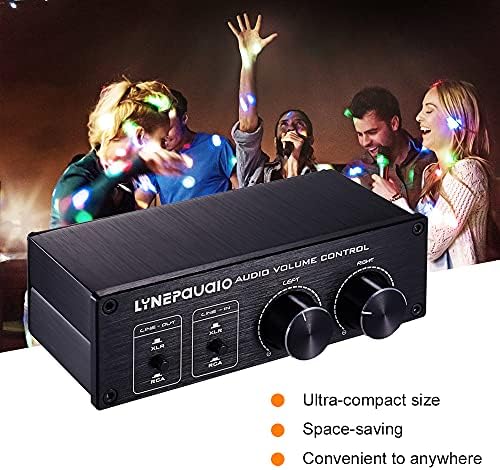 HXBER Passive Audio Volume Controller with Fully-Balanced & Single-Ended Mode XLR & RCA Interface for Home Stereo System Pre-Amplifier Speaker, Black