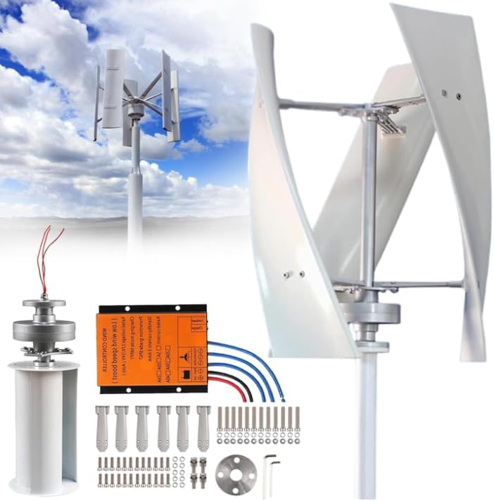 12000W Vertical Wind Turbine Kit for Home Use - No Noise Magnetic Levitation, 3 Blades, Horizontal Generator with Controller for Battery Charging, 12V-220V Compatible