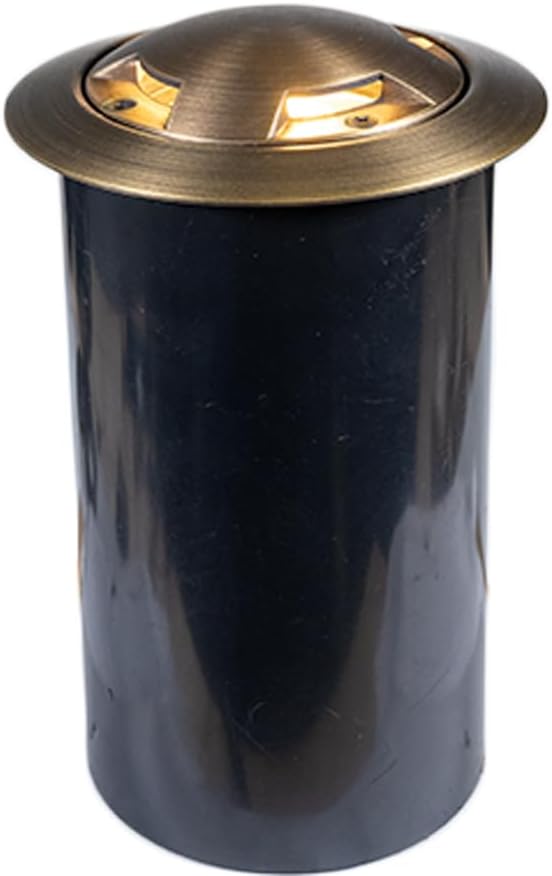 VOLT 12V Waterproof IP68 Mini Well Light with Brass Turret Top (Bronze) for Low Voltage Landscape Lighting of Pathway, Driveway, Tree, Column or Wall