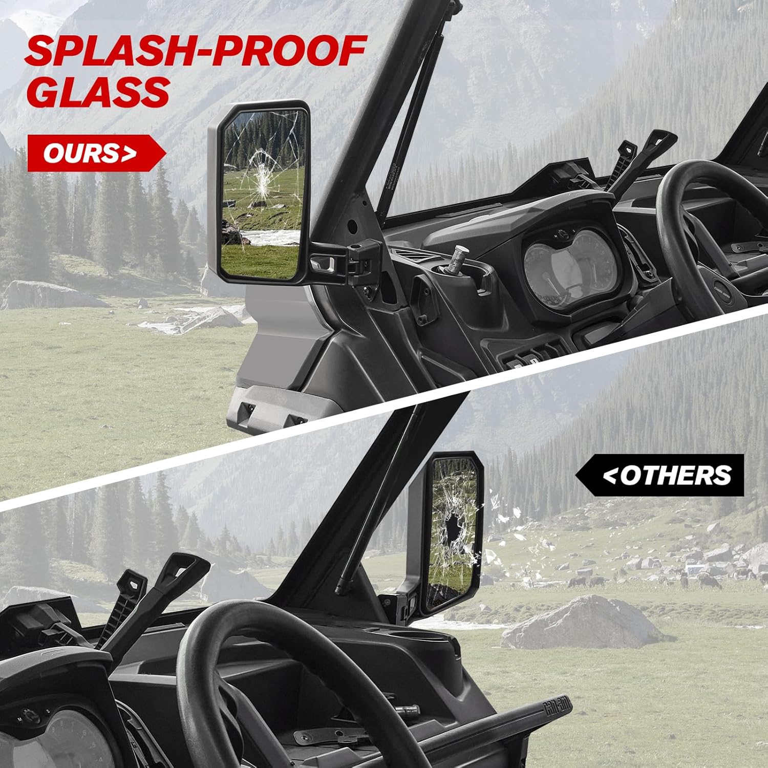 Side Mirrors for Can-Am Defender, Adjustable Side Rearview Mirror for Can-Am Defender HD5 HD7 HD8 HD9 HD10 2016-2025 Accessories, Fit with No Door & Half Door & Full Door, Replace #715008100