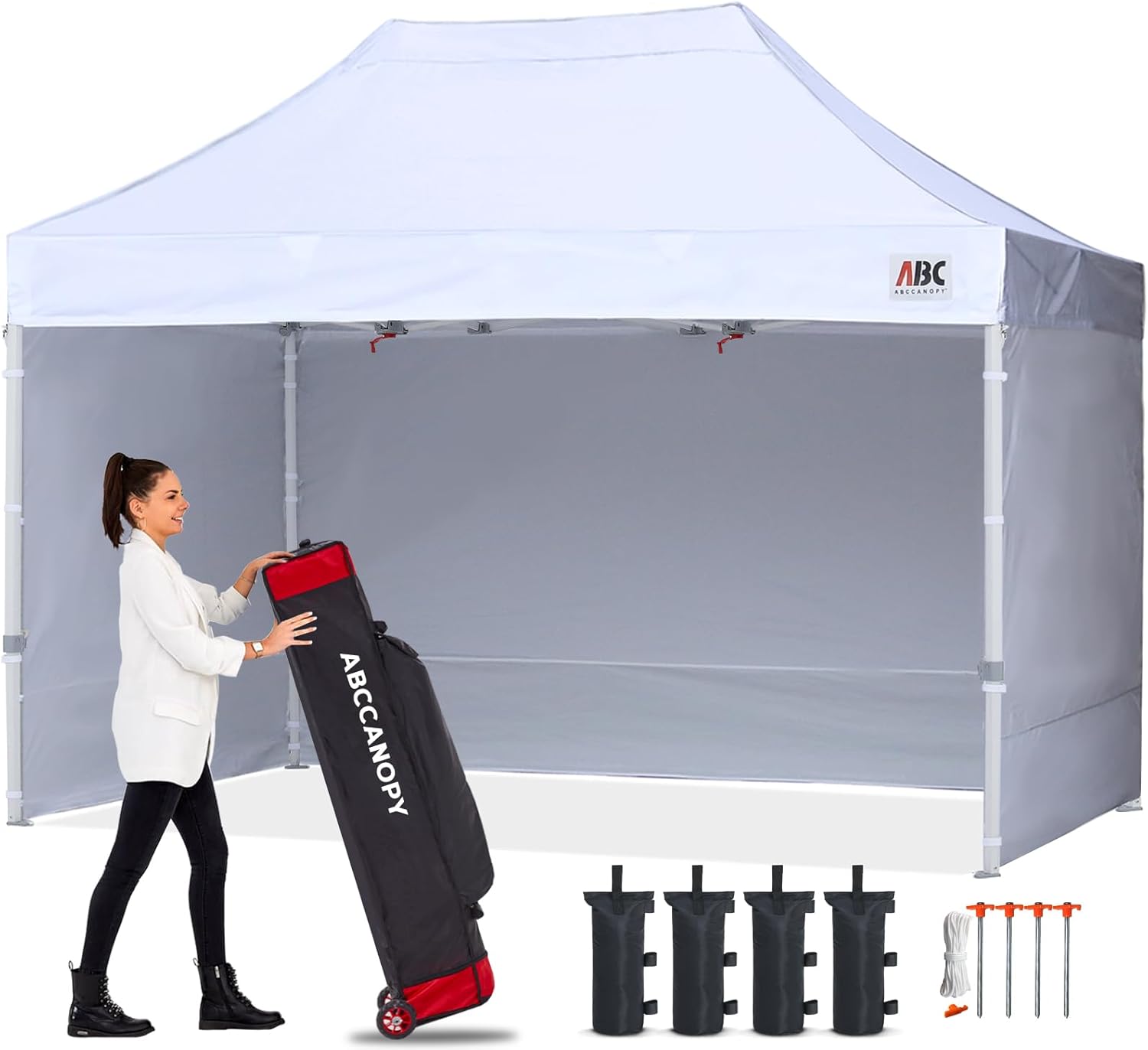 ABCCANOPY Easy Pop Up Canopy Tent with Sidewalls 10x15 Commercial -Series,White