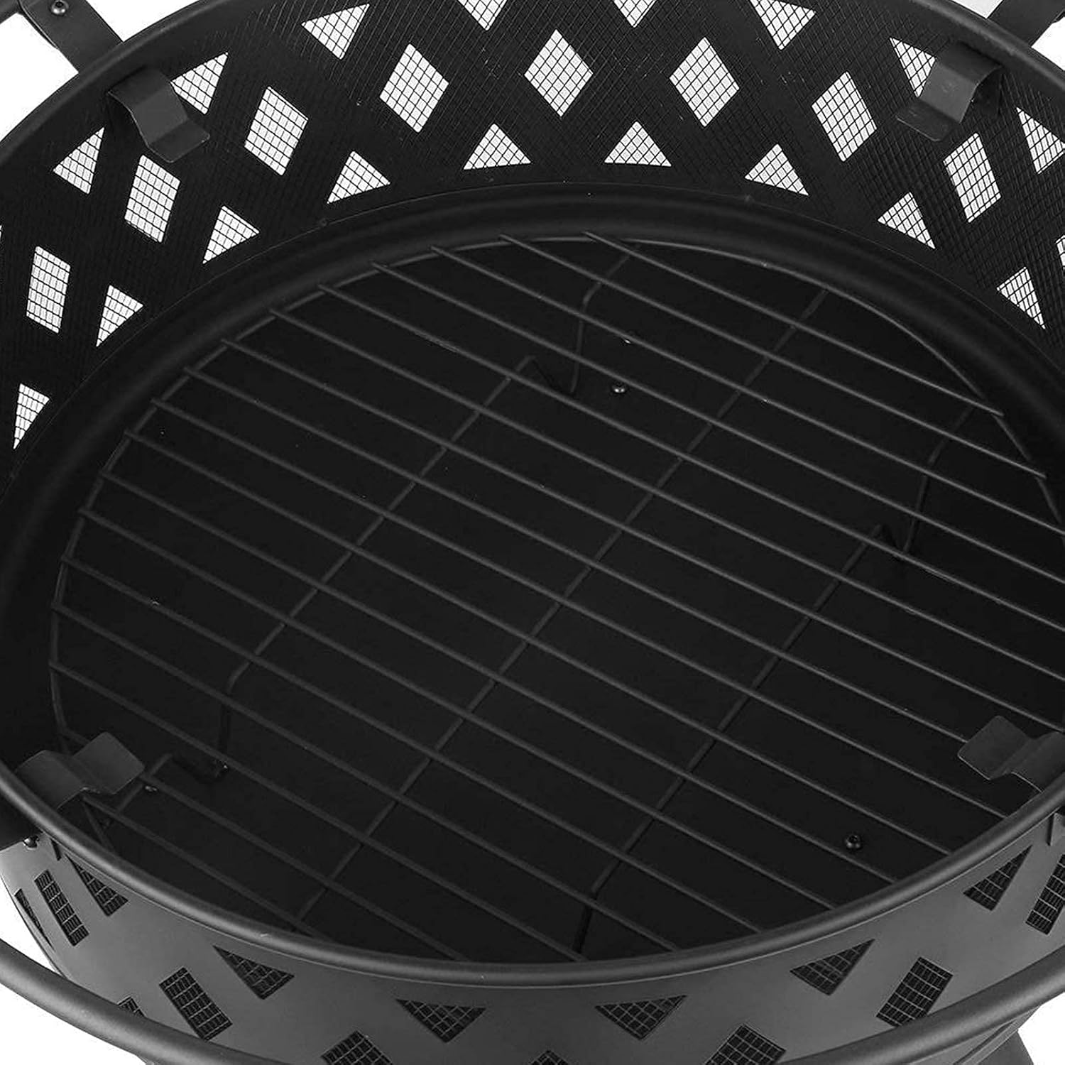 Fire Pit Outdoor Large Bonfire Wood Burning Firepit Bowl BBQ Charcoal Grill Picnic Stove with Spark Screen Cover Log Grate Brazier forrd Garden