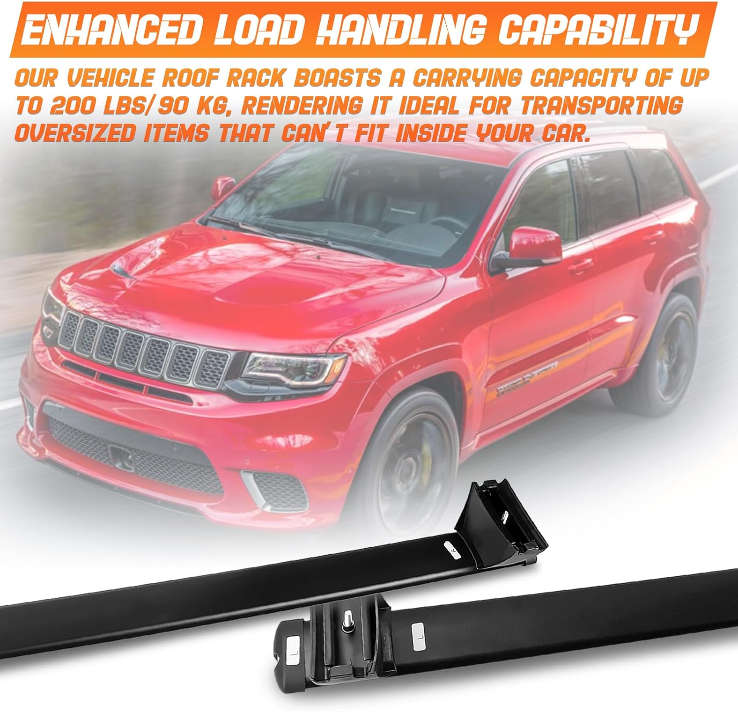 Roof Rack Cross Bars Luggage Carrier Fit for Jeep Grand Cherokee 2011-2021, Capable of Supporting Up to 200 lbs/90 kg, Ideal for Roof Bags, Roof Boxes, Bike Racks, and Various Other Accessories.